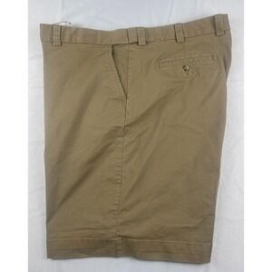 OAK HILL MENS SIZE 48 KHAKI CHINO SHORTS FLAT FRONT CASUAL BIG TALL 10" INSEAM